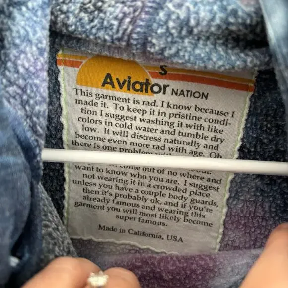 Aviator Nation Women's Small Ninja Pullover Hoodie Tie Dye Kangaroo Pocket - Picture 4 of 9